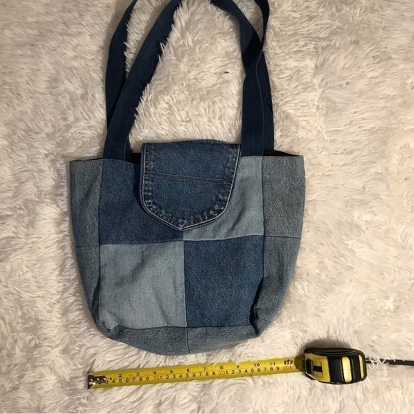 𝅺HOMEMADE denim jean purse handbag. - Picture 3 of 7